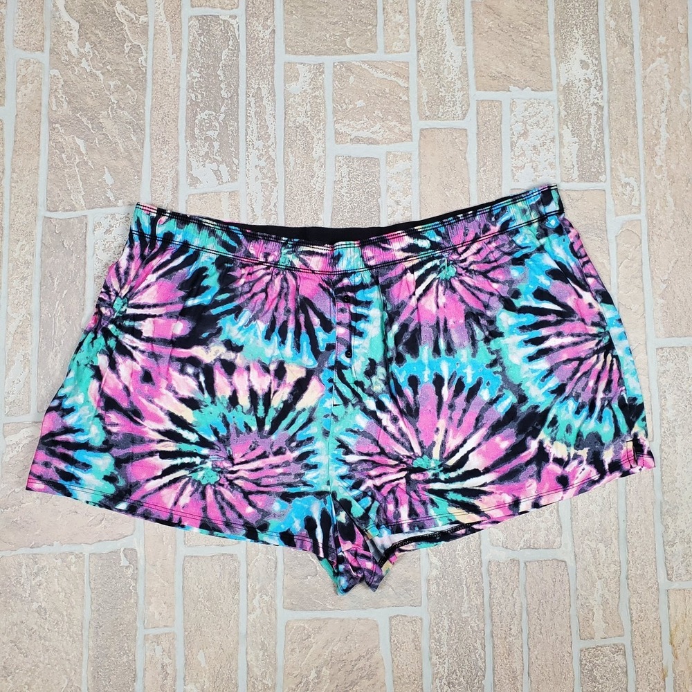 PINK Victoria's Secret Tie Dye Sleep Shorts XXL Womens Pajama Bottoms MultiColor